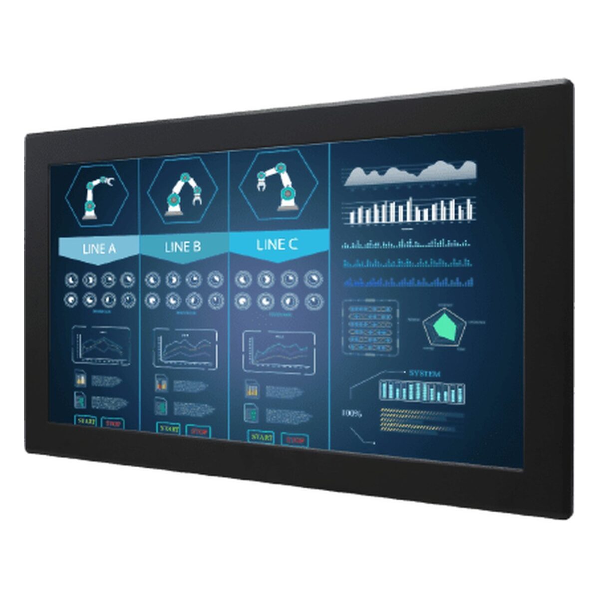 Winmate W24L100-IPA2 23.8 inch monitor, angled front view