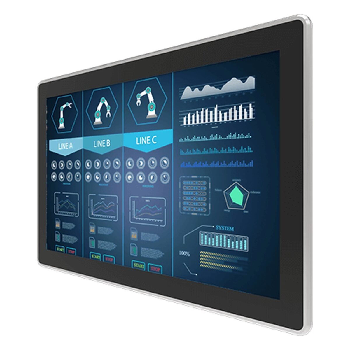 Winmate W24L100-PPA2 23.8 inch monitor, angled front view