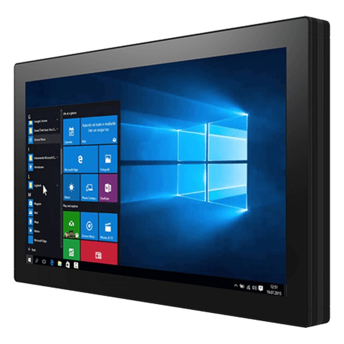 Winmate W27IT7T-PCA1 27 inch panel PC, angled front view