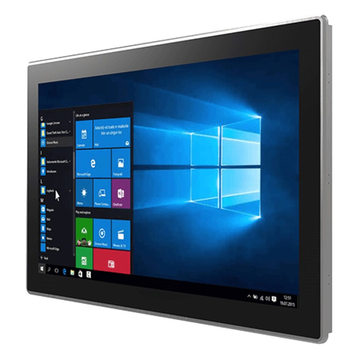 Winmate W27IT7T-PPA1 27 inch HMI panel PC, angled front view