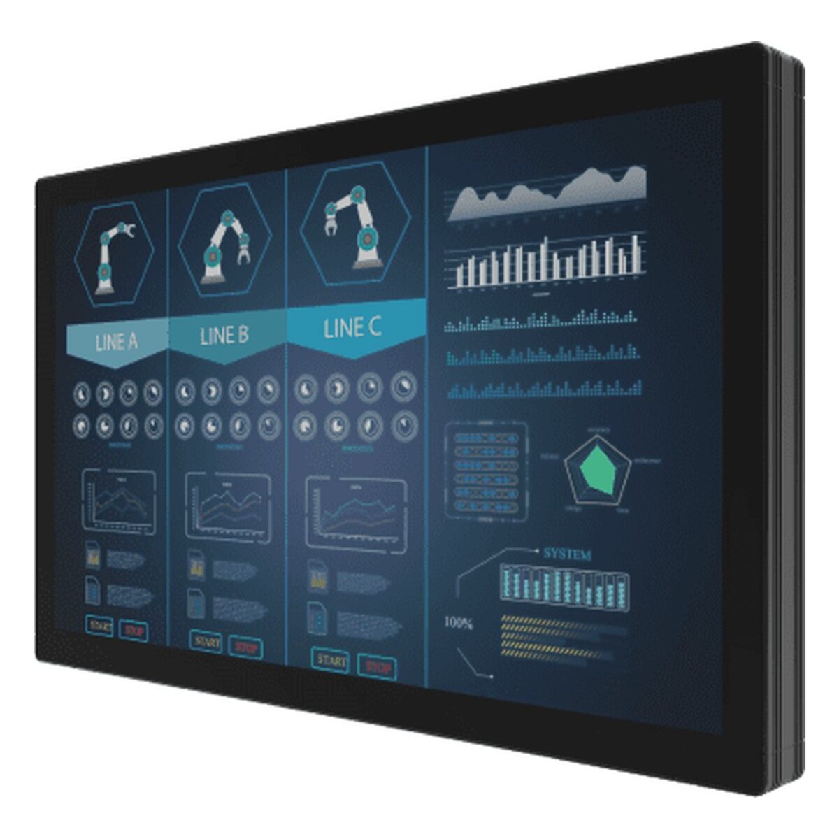 Winmate W27L100-PCA1 27 inch monitor, angled front view