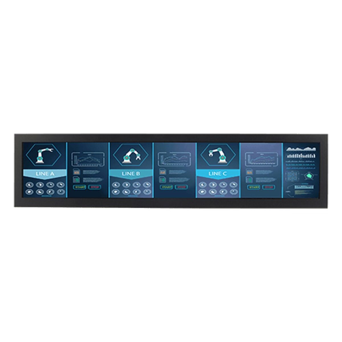 Winmate W28L100-CHA2 28.6 inch monitor, front view of the screen