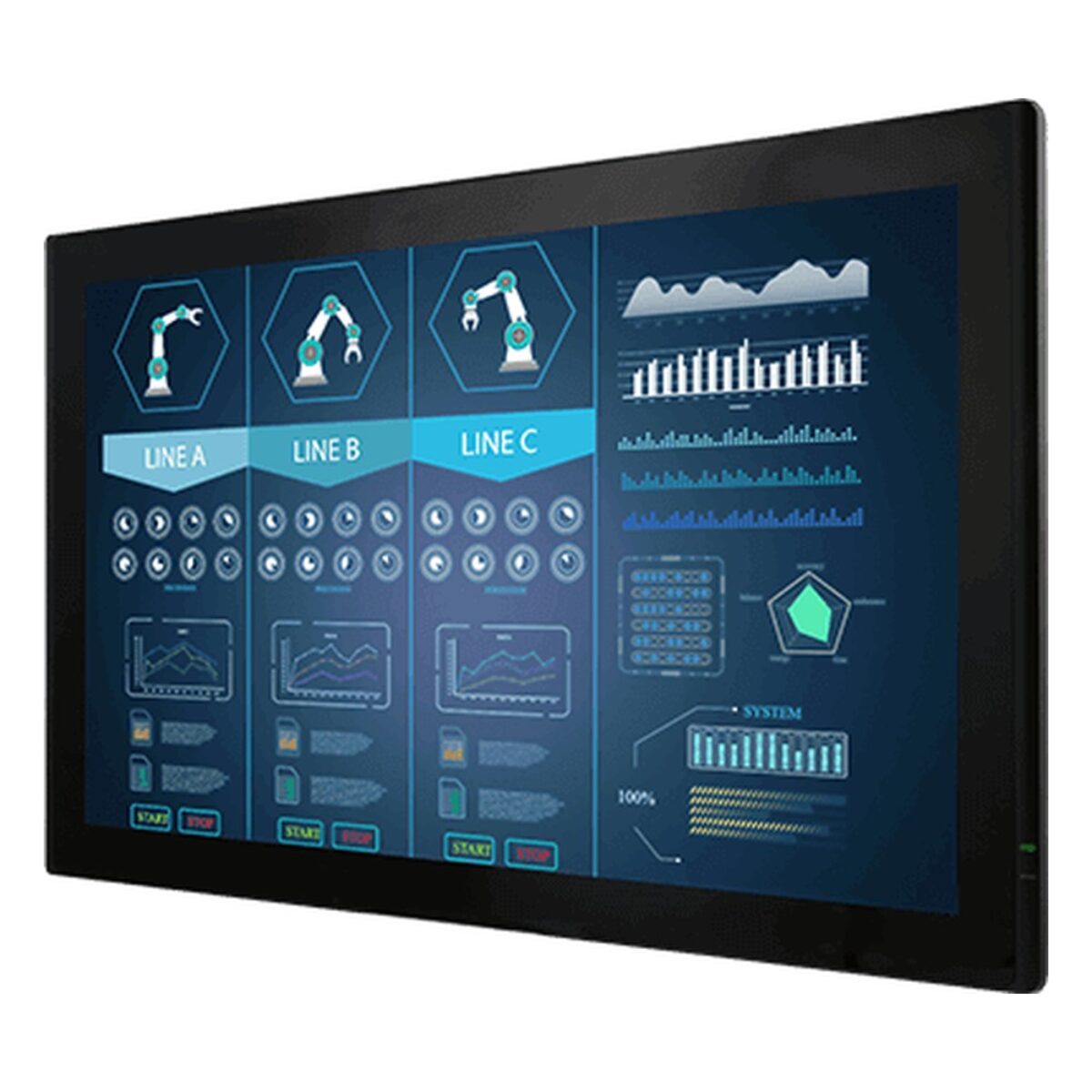 Winmate W32L100-PTA3 32 inch monitor, angled front view