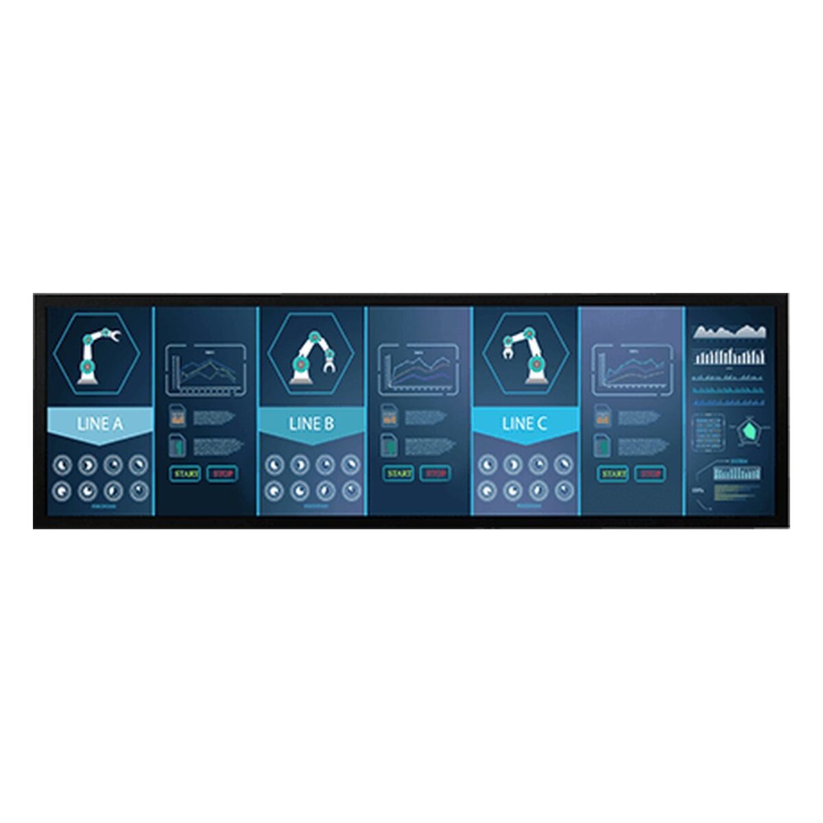 Winmate W38L100-CHA1 37 inch monitor, front view of the screen